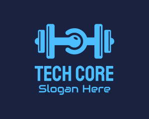 Gym Dumbbell Tech Circuit logo design