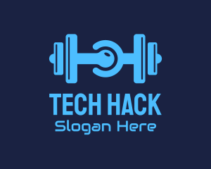 Gym Dumbbell Tech Circuit logo design