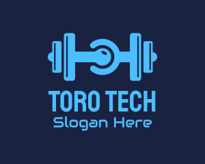 Gym Dumbbell Tech Circuit logo design