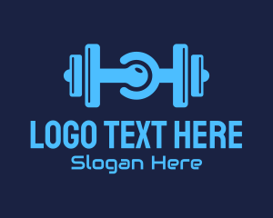 Fitness App - Gym Dumbbell Tech Circuit logo design