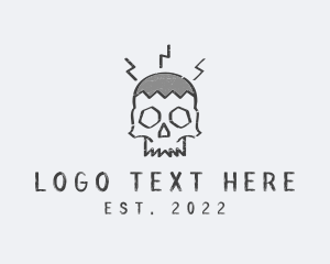 Drawing - Punk Skull Bone logo design