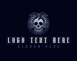 Coiled - Skull Serpent Snake logo design