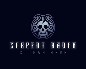 Skull Serpent Snake logo design