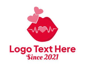 Mouth - Heart Love Lips logo design