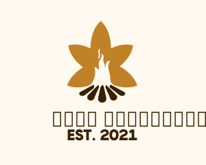 Campsite - Leaf Camp Bonfire logo design