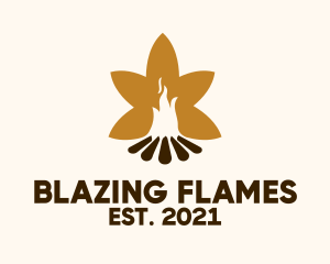 Leaf Camp Bonfire  logo design
