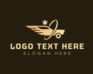 Transport - Winged Car Crown Ring logo design