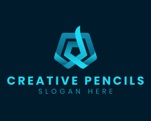 Creative Ribbon Pentagon logo design