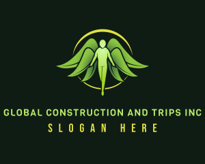 Green - Yoga Leaf Wings logo design