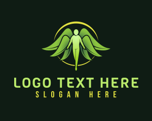 Fitness - Yoga Leaf Wings logo design
