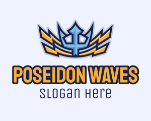 Poseidon - Trident Lightning Bolt Gaming logo design