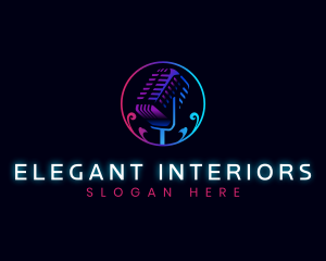 Elegant Broadcast Microphone logo design