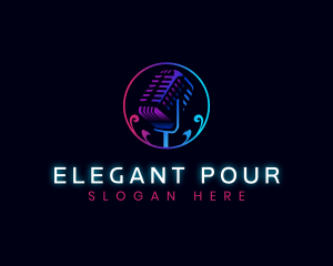 Elegant Broadcast Microphone logo design