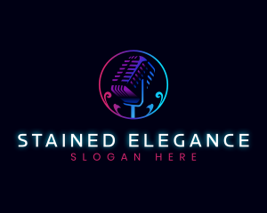 Elegant Broadcast Microphone logo design