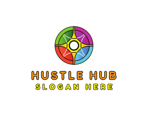 Colorful Rainbow Circle Wheel logo design