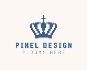 Tiara Crown Pixel logo design