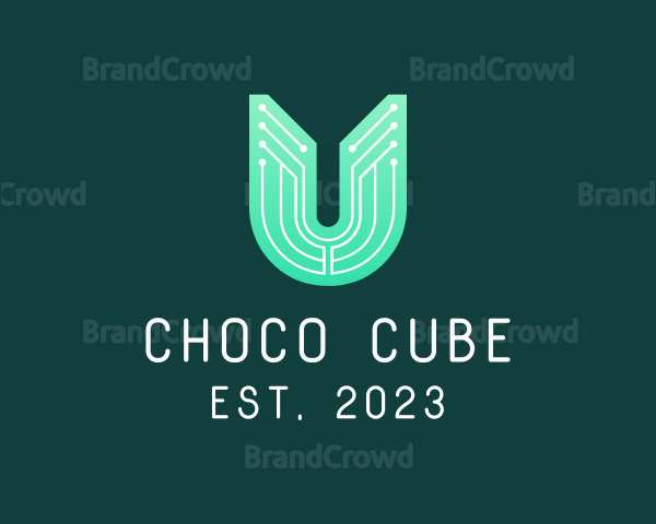 Circuit Network Letter U Logo