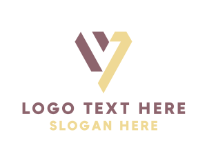Purple Triangle - Modern Geometric Letter V logo design