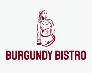 Burgundy - Muscle Boxer Woman logo design