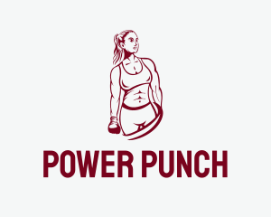 Kickboxing - Muscle Boxer Woman logo design