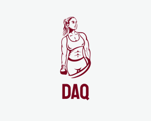 Training - Muscle Boxer Woman logo design