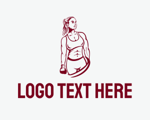 Burgundy - Muscle Boxer Woman logo design