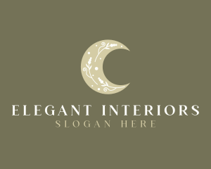 Elegant Floral Moon logo design