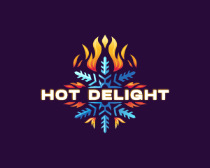 Snowflake Fire Heating logo design