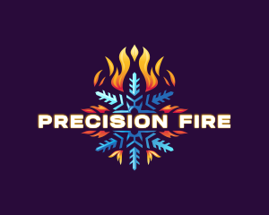 Snowflake Fire Heating logo design