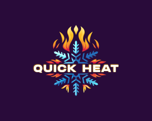 Snowflake Fire Heating logo design