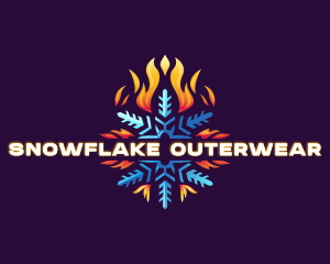 Snowflake Fire Heating logo design