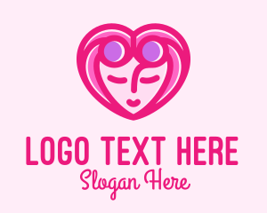 Female - Pink Beautiful Woman Heart logo design