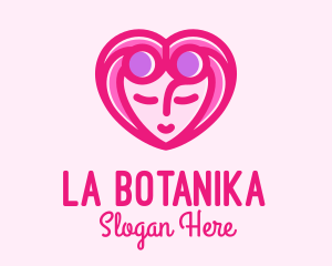 Pink Beautiful Woman Heart Logo