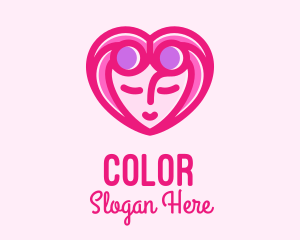 Yoga - Pink Beautiful Woman Heart logo design