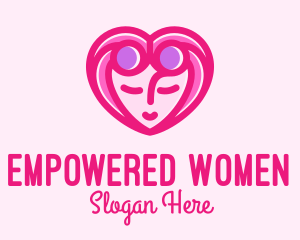 Pink Beautiful Woman Heart logo design