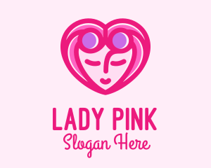 Pink Beautiful Woman Heart logo design