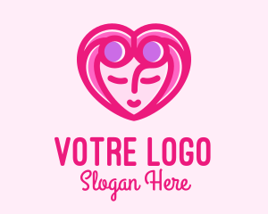 Girly - Pink Beautiful Woman Heart logo design