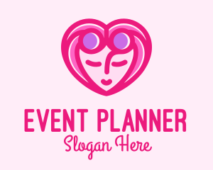 Hair Style - Pink Beautiful Woman Heart logo design