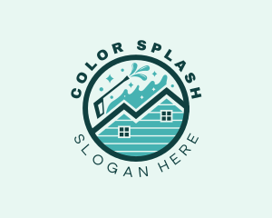 Pressure Washer House Splash  logo design