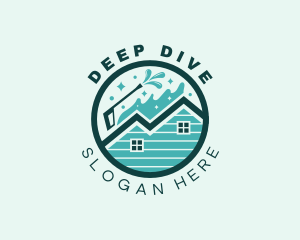 Pressure Washer House Splash  logo design