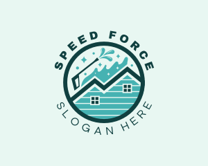 Pressure Washer House Splash  logo design