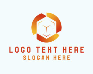 Orange - Gradient Tech Cube logo design