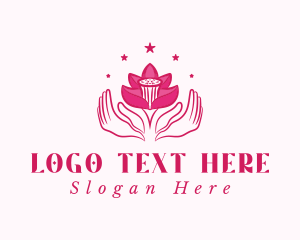 Plantation - Pink Lotus Hands logo design