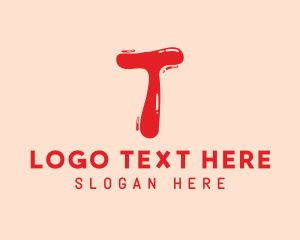 Strawberry Juice - Liquid Soda Letter T logo design