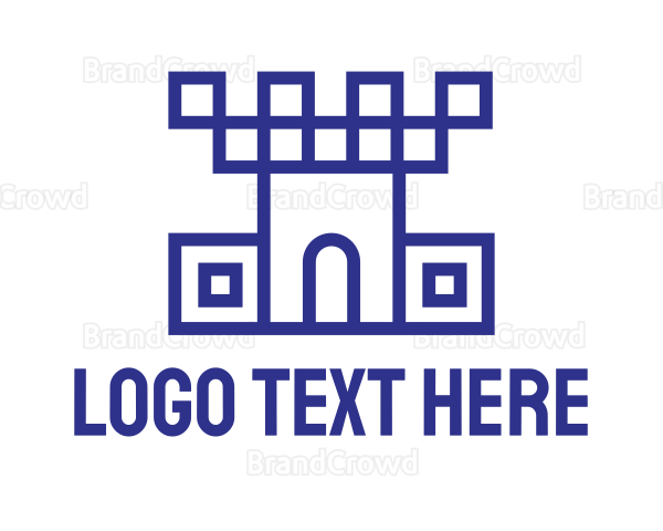 Blue Geometric Castle Logo