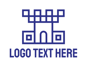Heritage - Blue Geometric Castle logo design