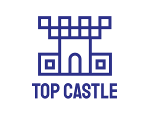 Blue Geometric Castle logo design