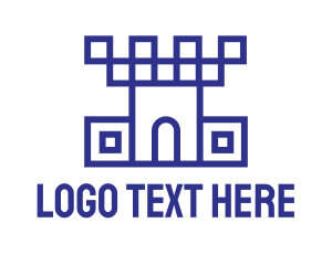 Blue Geometric Castle Logo