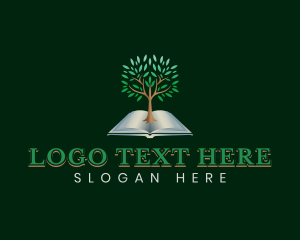 Teacher - Tree Book Knowledge logo design