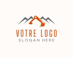 Construction - Backhoe Excavator Mountain logo design